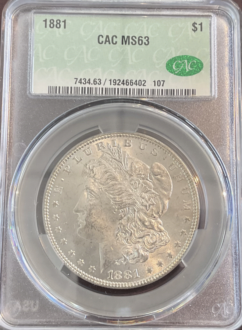 1881 Morgan Dollar CAC MS63