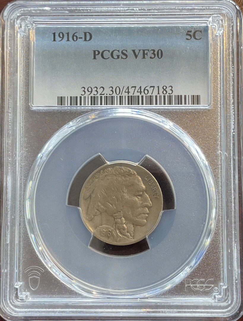 1916-D Buffalo Nickel PCGS VF30