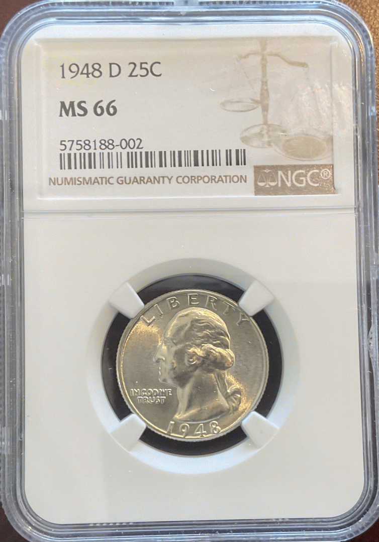 1948-D Washington Quarter NGC MS66