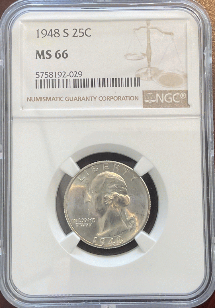 1948-S Washington Quarter NGC MS66