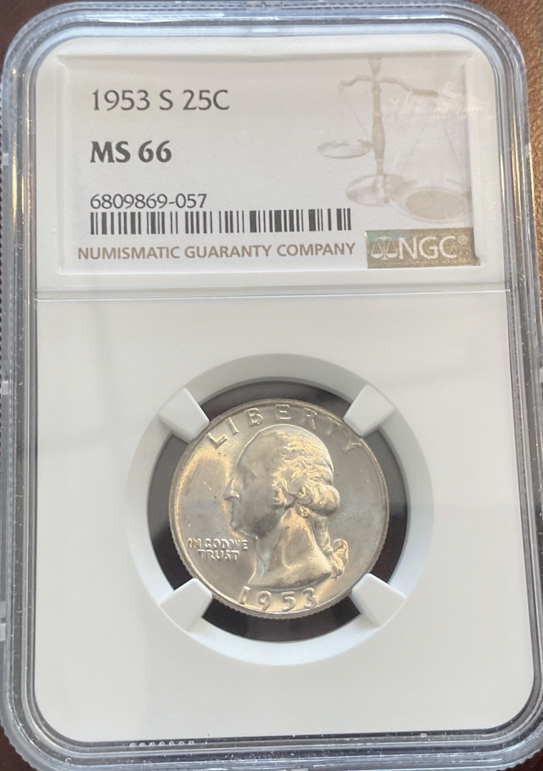 1953-S Washington Quarter NGC MS66